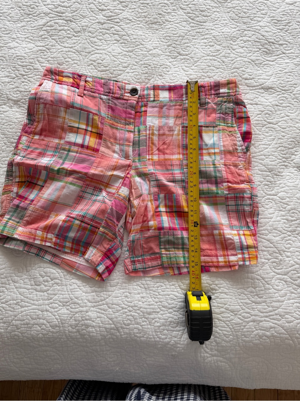 Talbots madras Multi Plaid Cotton Shorts pink and orange - Picture 3 of 5